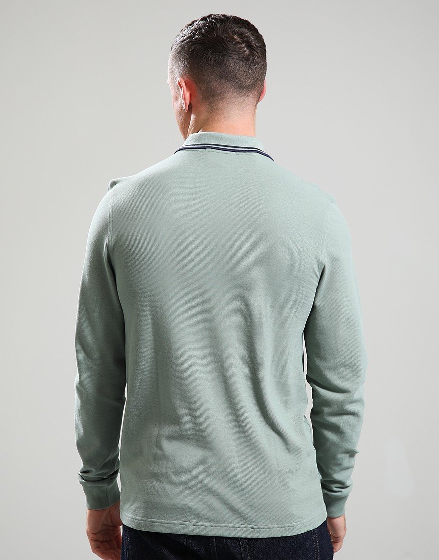Fred Perry Long Sleeve Twin Tipped Polo Shirt Bayleaf/Airforce/Tennis Blue