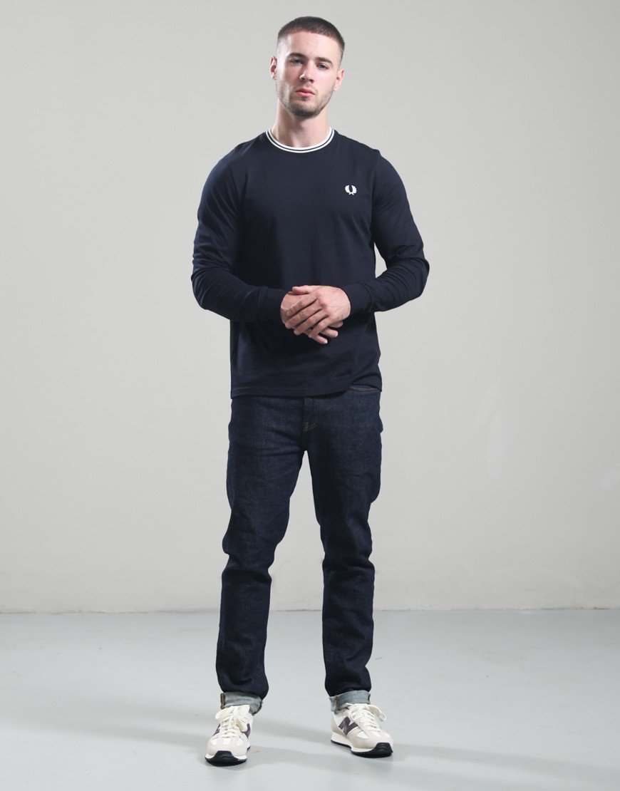 Fred Perry Twin Tip Long Sleeve T-Shirt Navy