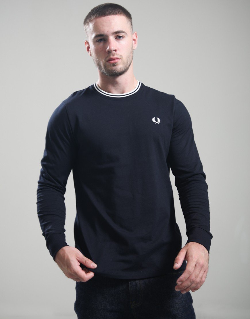 Fred Perry Twin Tip Long Sleeve T-Shirt Navy