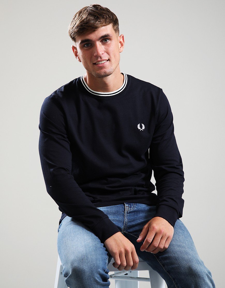 Fred Perry Twin Tip Long Sleeve T-Shirt Navy