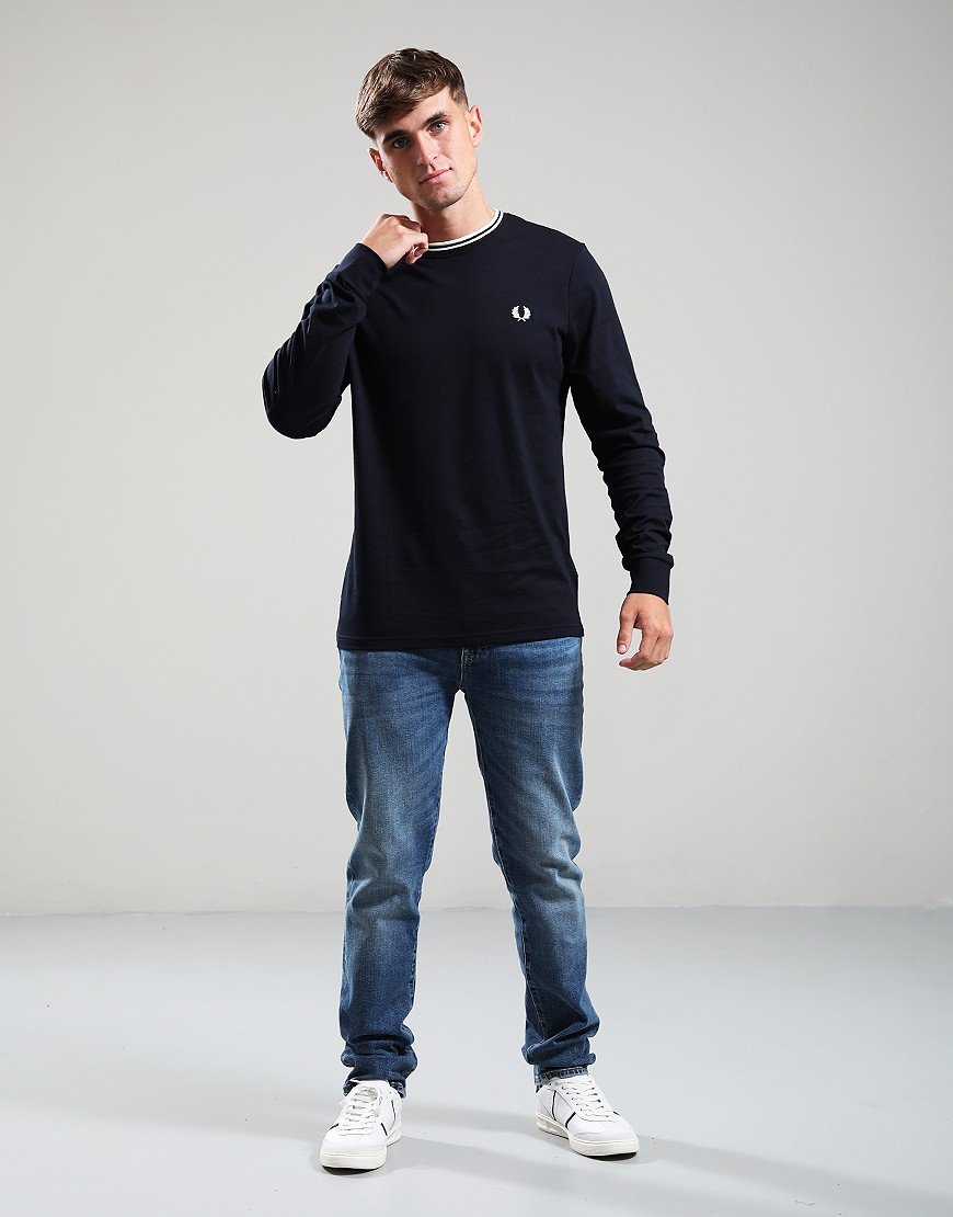 Fred Perry Twin Tip Long Sleeve T-Shirt Navy