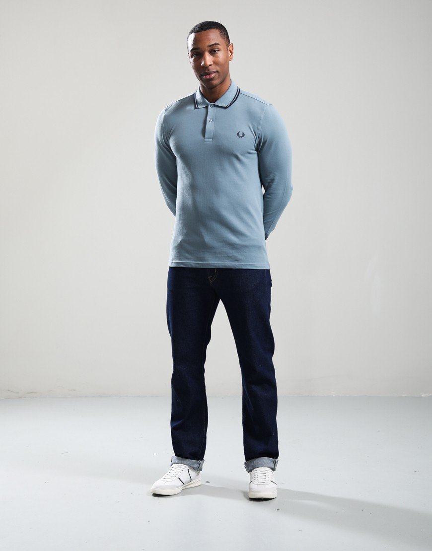 Fred Perry Long Sleeve Twin Tipped Polo Shirt Stockport Blue/Navy