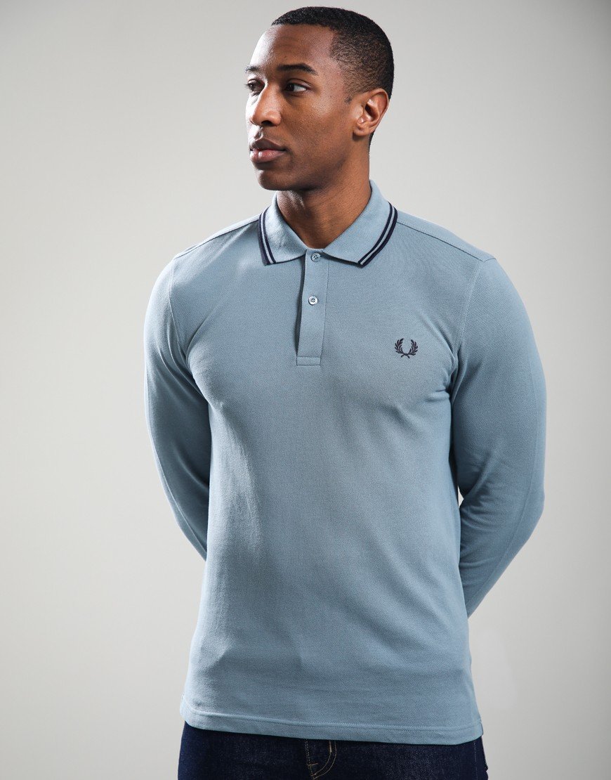 Fred Perry Long Sleeve Twin Tipped Polo Shirt Stockport Blue/Navy