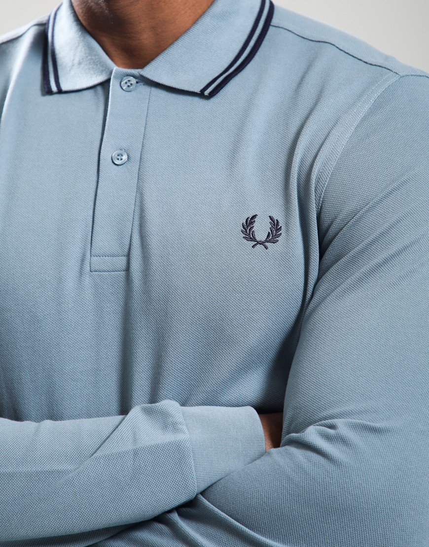Fred Perry Long Sleeve Twin Tipped Polo Shirt Stockport Blue/Navy
