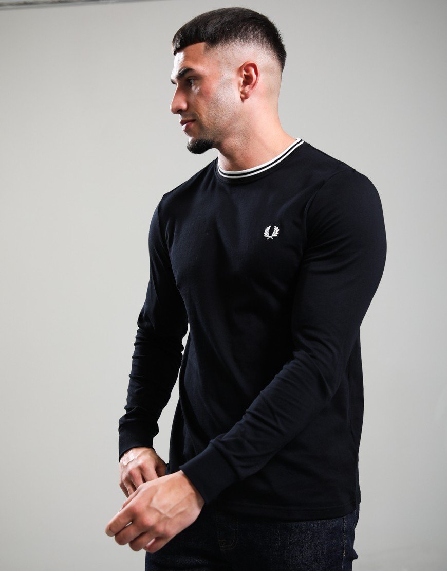 Fred Perry Long Sleeve Twin Tipped T-Shirt Black