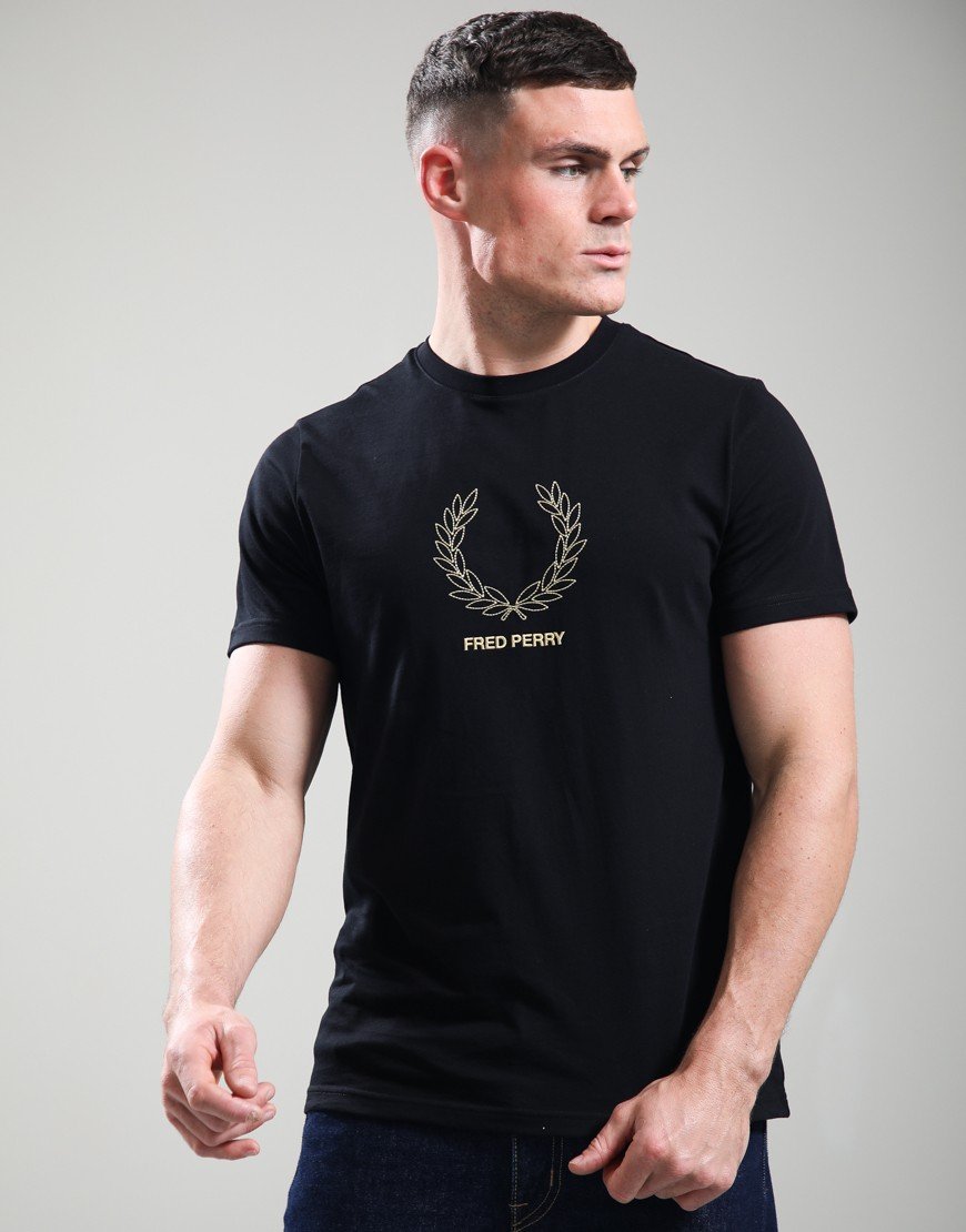 Fred Perry Outline Laurel Wreath T-Shirt Black