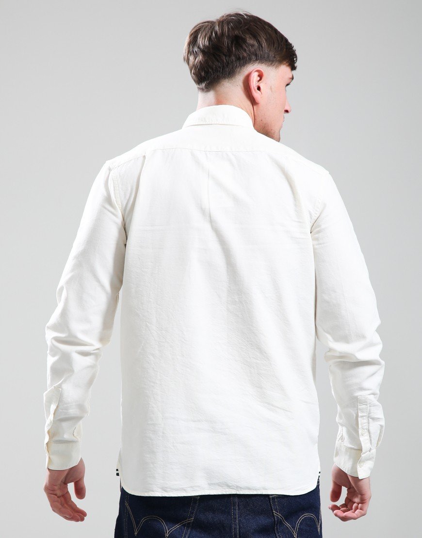 Fred Perry Oxford Long Sleeve Shirt Ecru/Grassroots