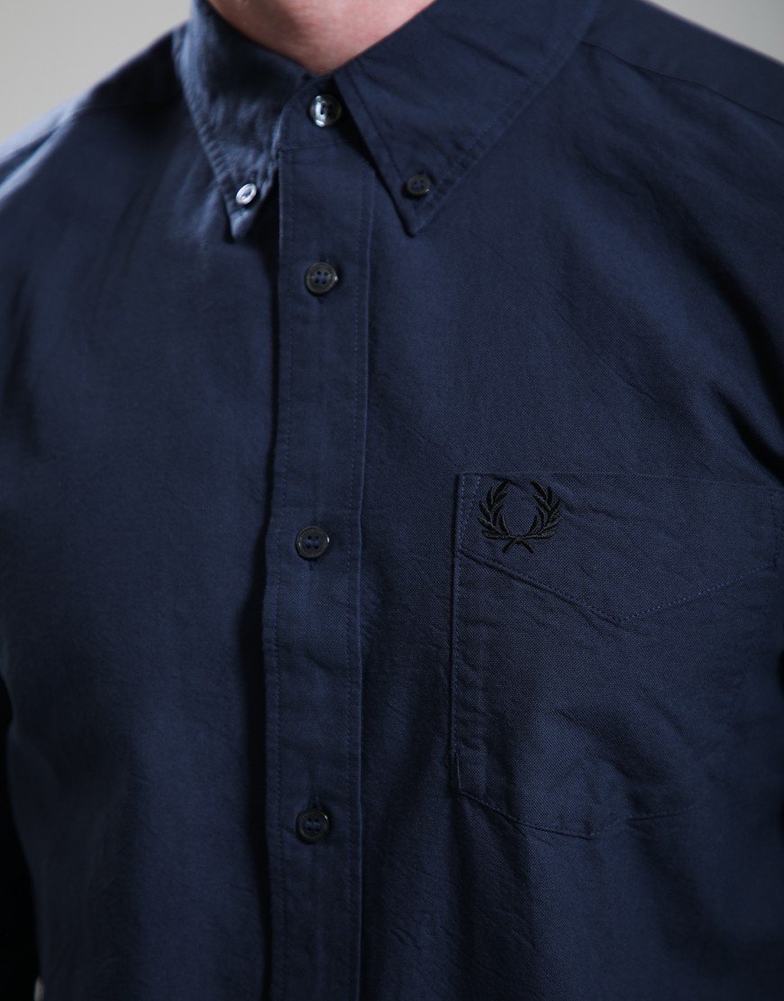 Fred Perry Oxford Long Sleeve Shirt Dark Airforce