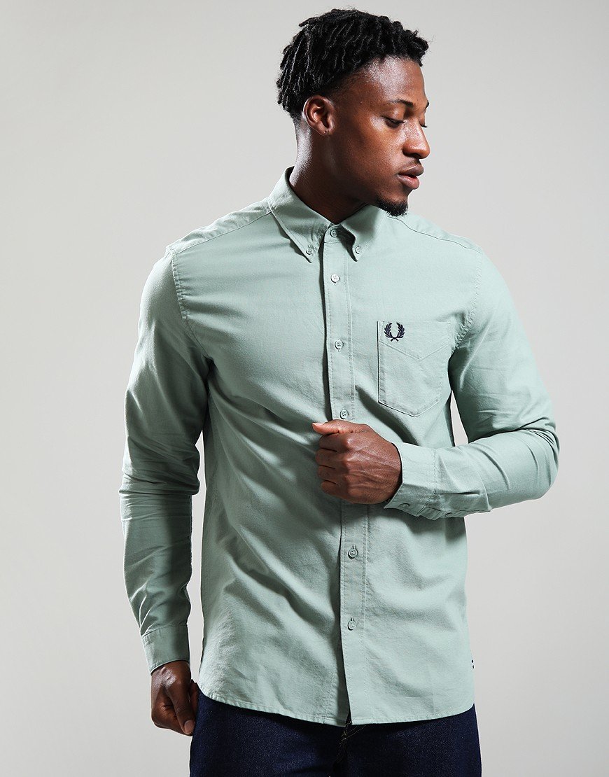 Fred Perry Oxford Long Sleeve Shirt Bayleaf