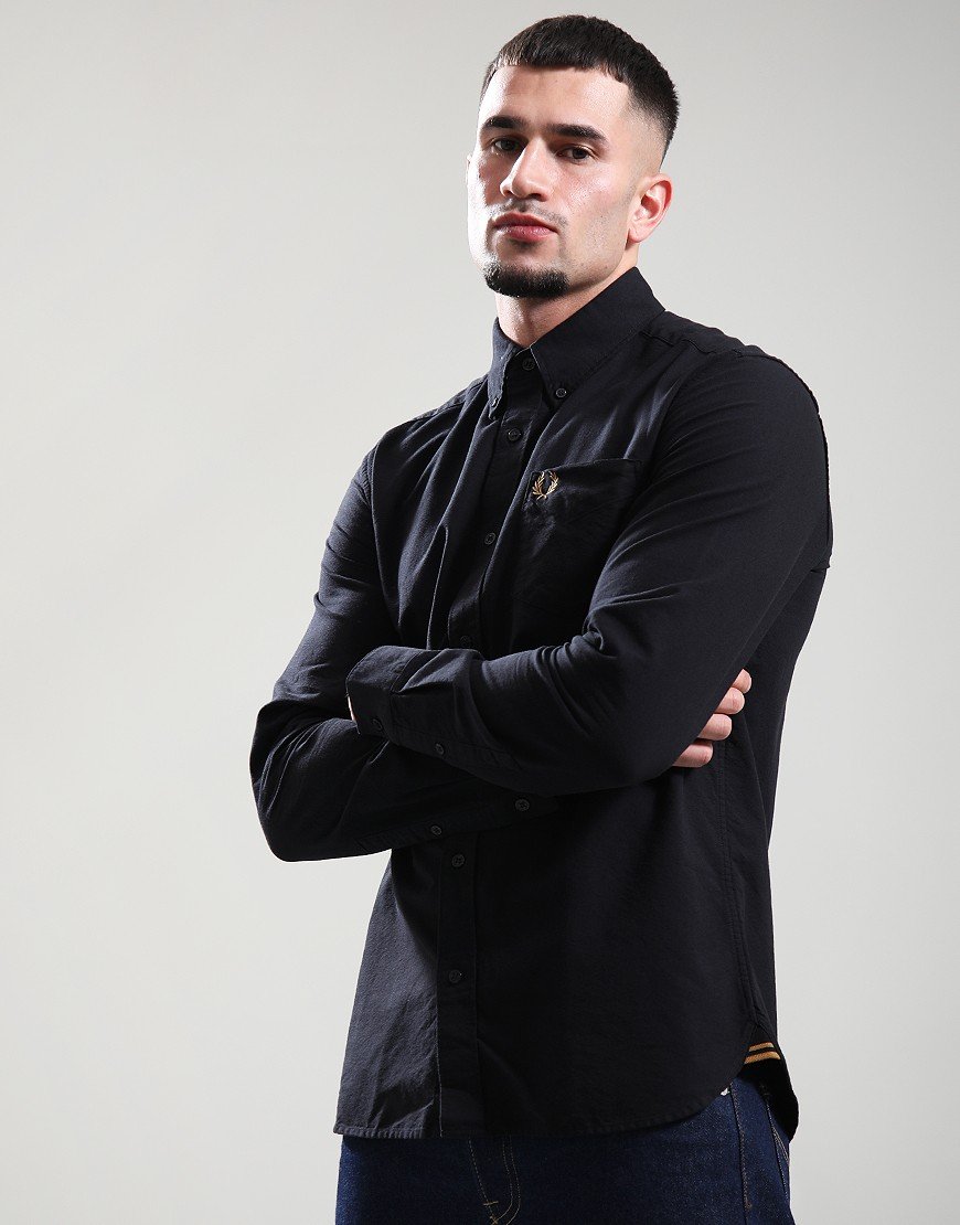 Fred Perry Oxford Long Sleeve Shirt Black