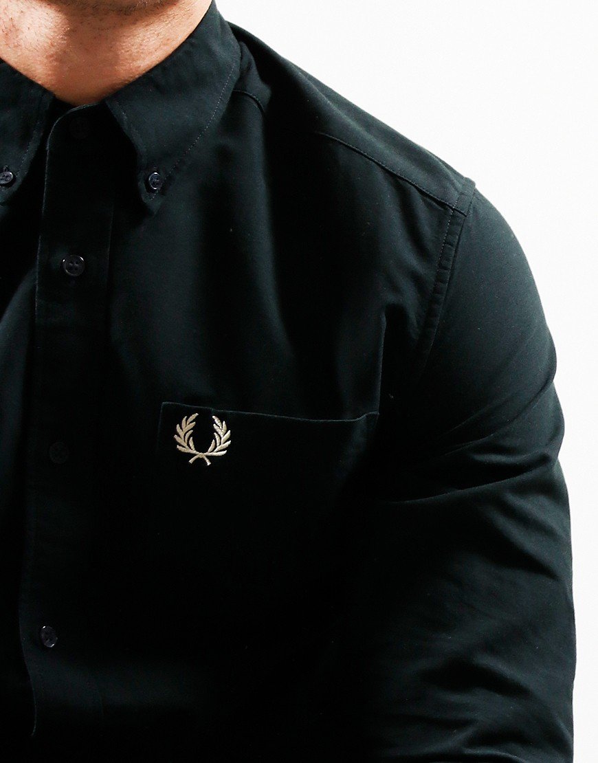 Fred Perry Oxford Long Sleeve Shirt Night Green