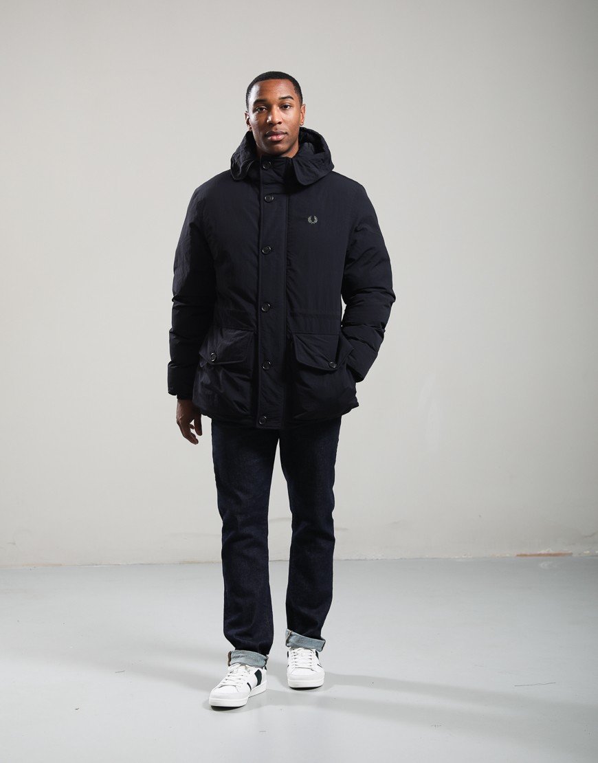 Fred Perry Padded Patch Pocket Parka Black