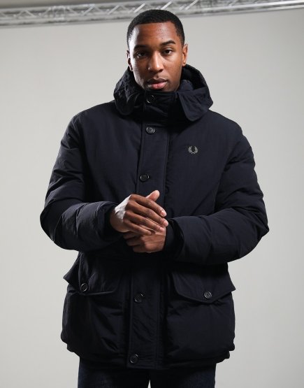 Fred Perry Padded Patch Pocket Parka Black