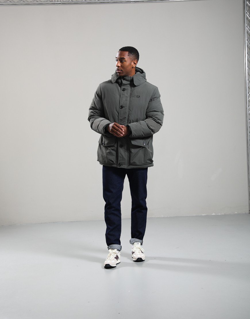 Fred Perry Padded Patch Pocket Parka Field Green