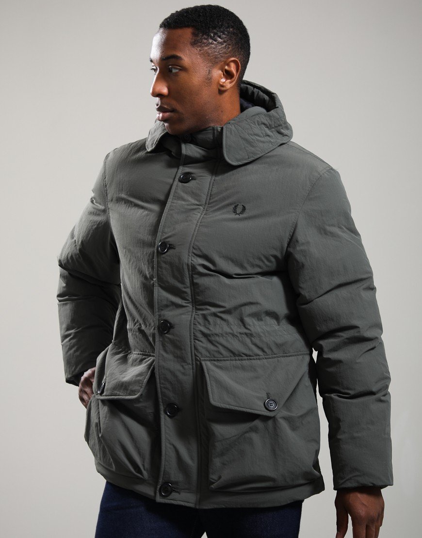 Fred Perry Padded Patch Pocket Parka Field Green