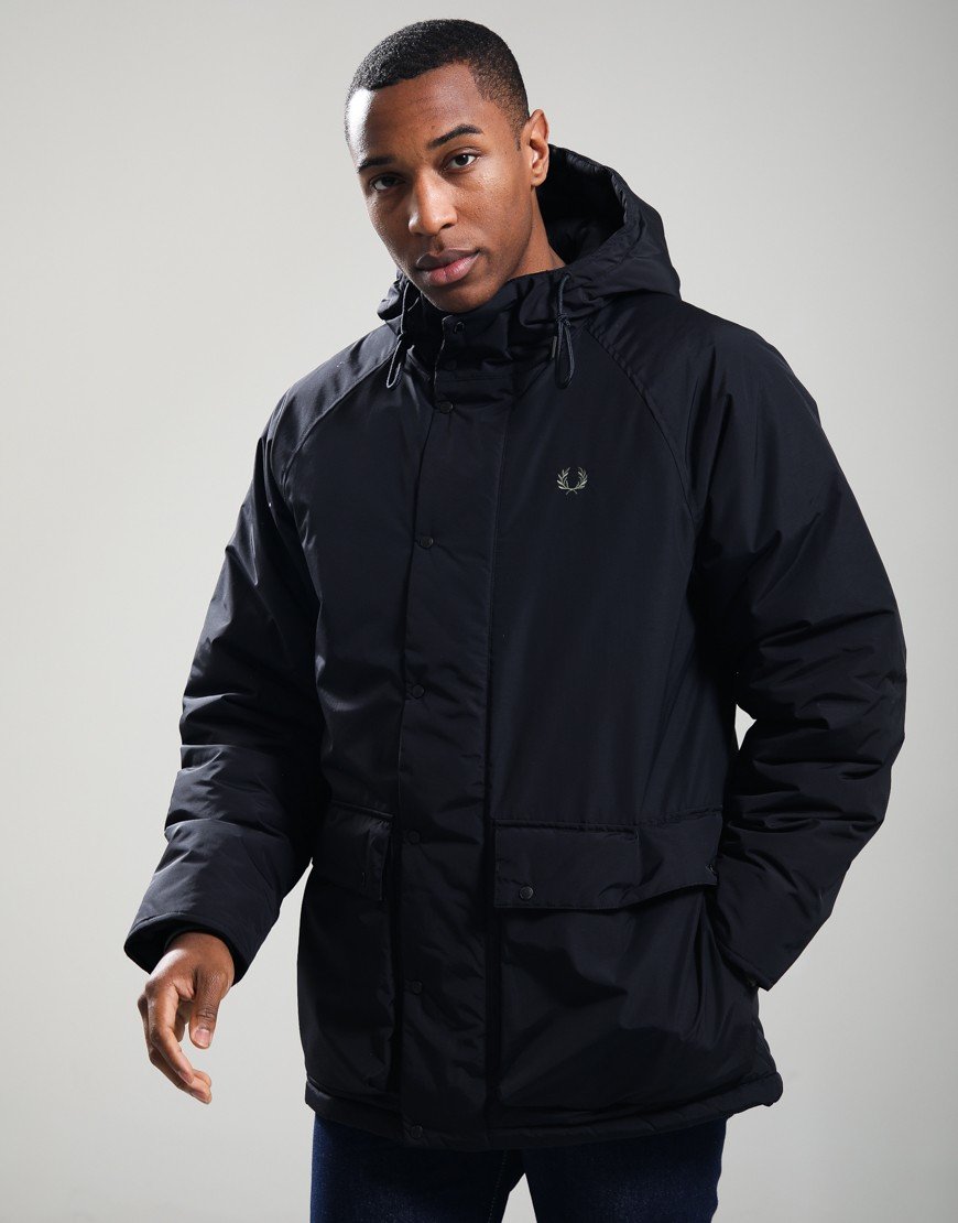 Fred Perry Padded Zip Through Jacket Black