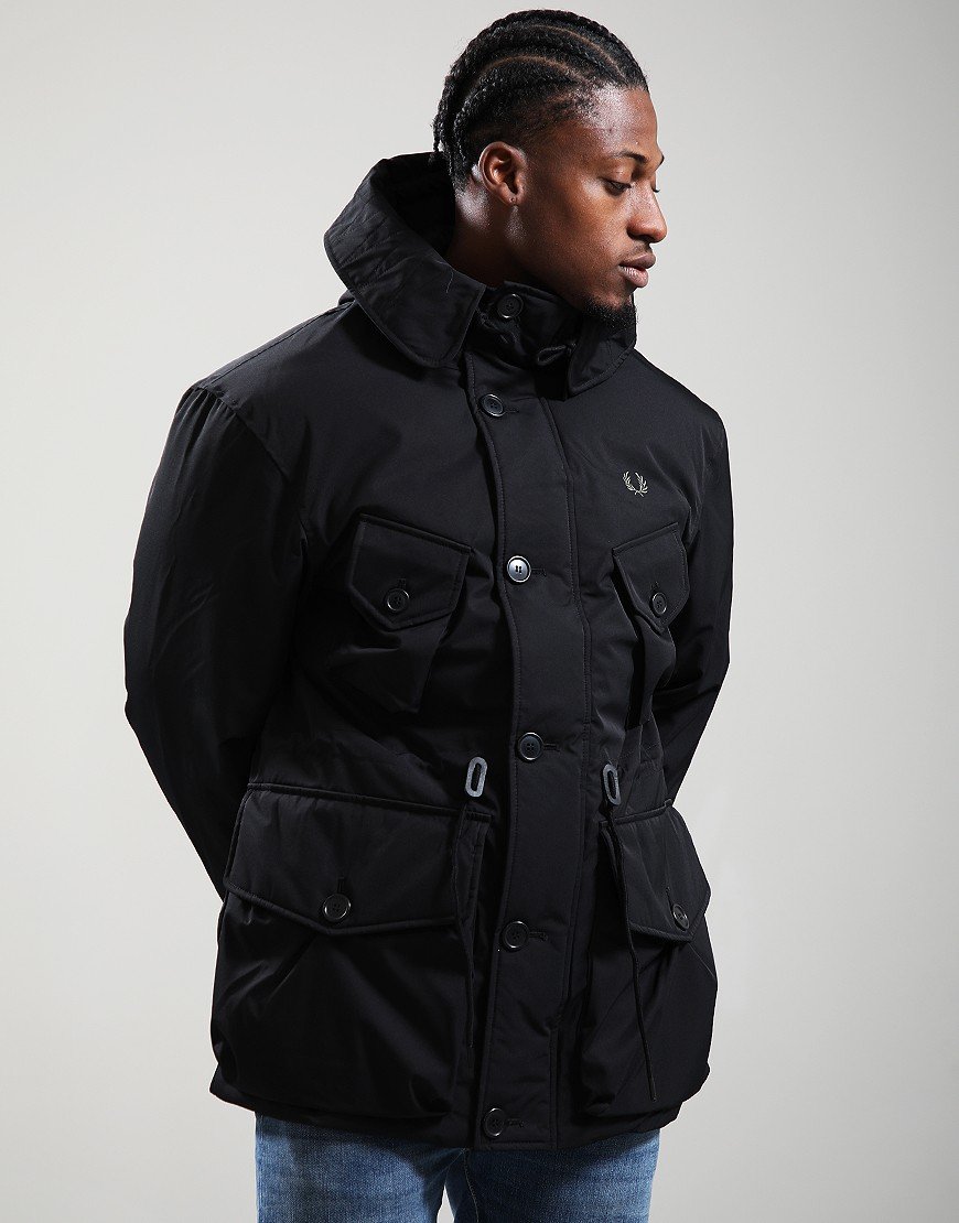 Fred Perry Patch Puffer Jacket Black