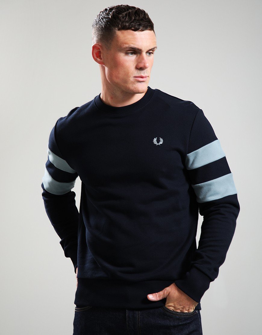 Fred Perry Peached Tipped Crew Sweat Navy