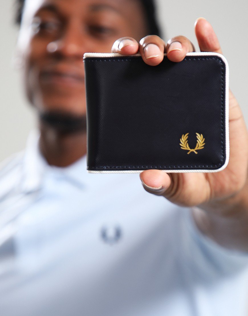 Fred Perry Polyester Billfold Wallet Navy/Ecru