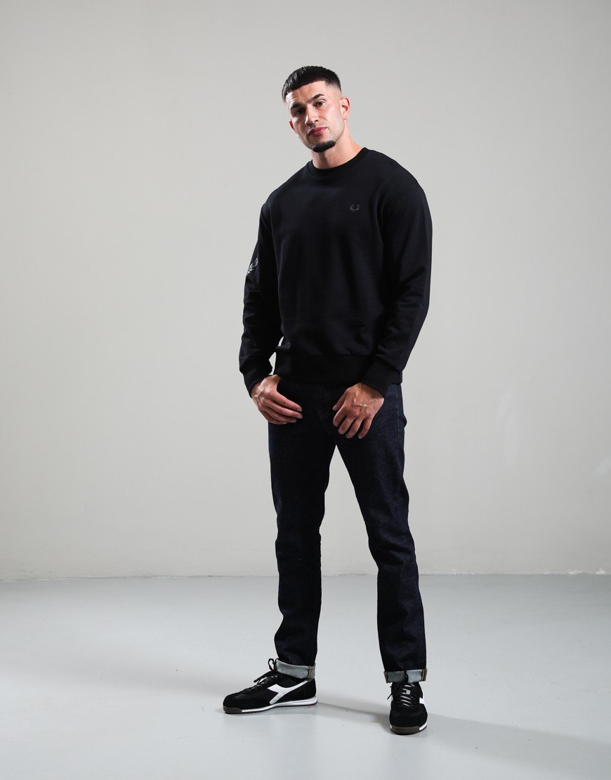 Fred Perry Reflective Laurel Sweat Black