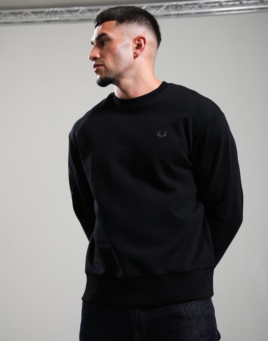 Fred Perry Reflective Laurel Sweat Black