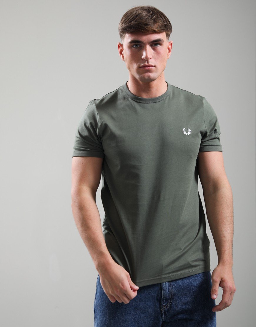 Fred Perry Ringer T-Shirt Laurel Wreath Green