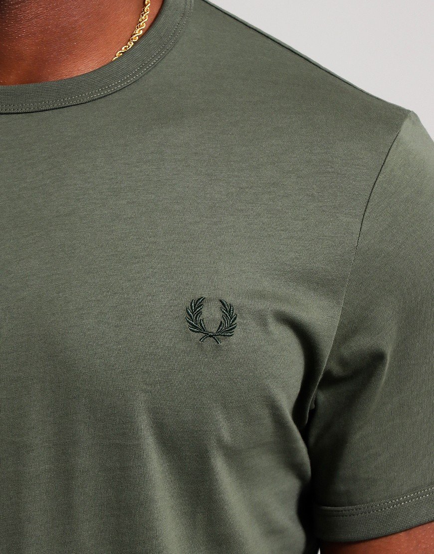 Fred Perry Ringer T-Shirt Laurel Wreath Green