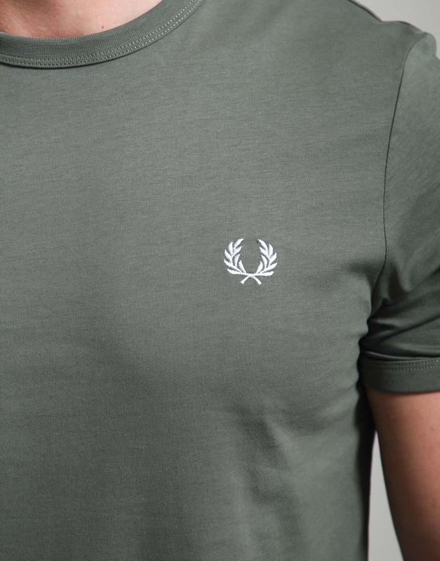 Fred Perry Ringer T-Shirt Laurel Wreath Green