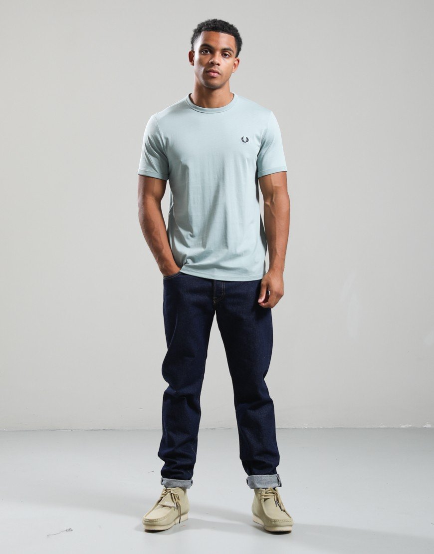 Fred Perry Ringer T-Shirt Silver Blue