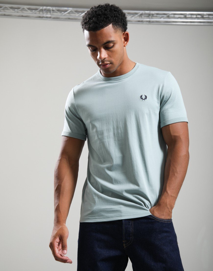 Fred Perry Ringer T-Shirt Silver Blue