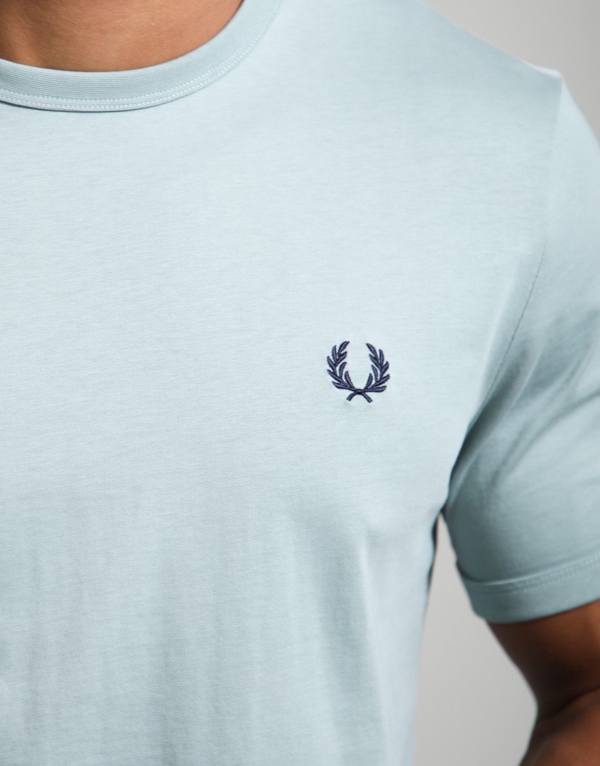 Fred Perry Ringer T-Shirt Silver Blue