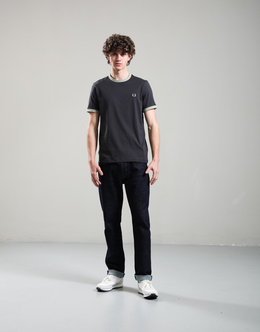 Fred Perry Ringer T-Shirt Anchor Grey/Seagrass