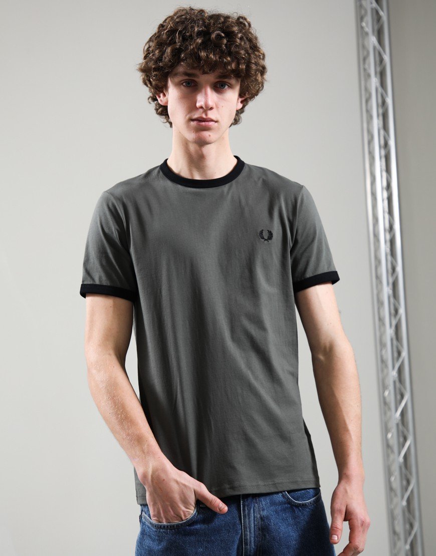 Fred Perry Ringer T-Shirt Field Green/Black