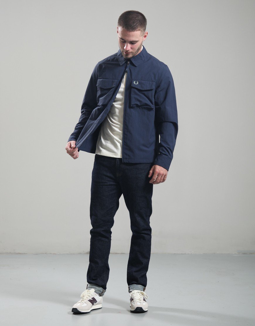 Fred Perry Ripstop Pocket Overshirt Dark Airforce
