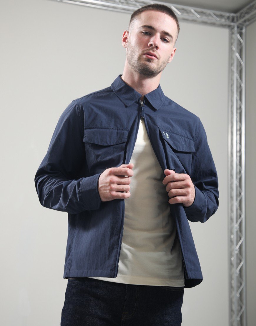 Fred Perry Ripstop Pocket Overshirt Dark Airforce