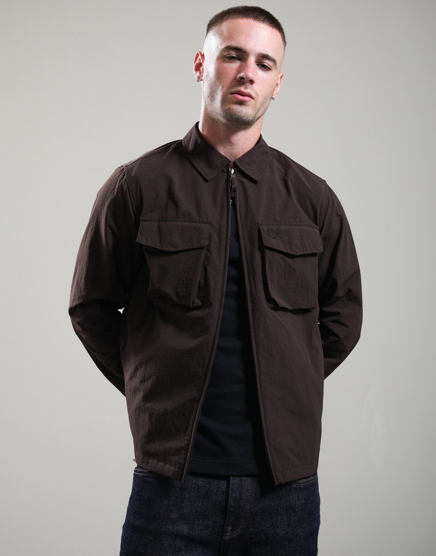 Fred Perry Ripstop Pocket Overshirt Rich Brown