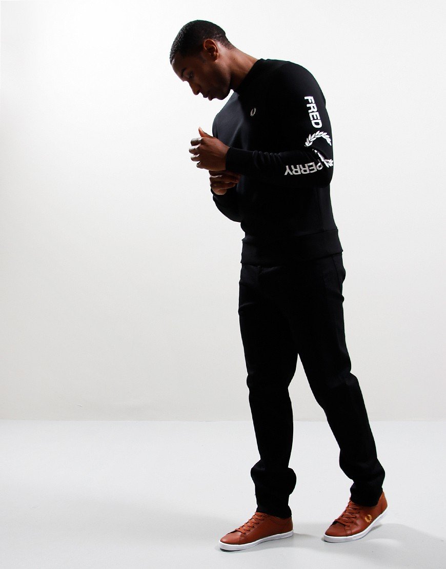 Fred Perry Sleeve Graphic Sweat Black - Terraces Menswear