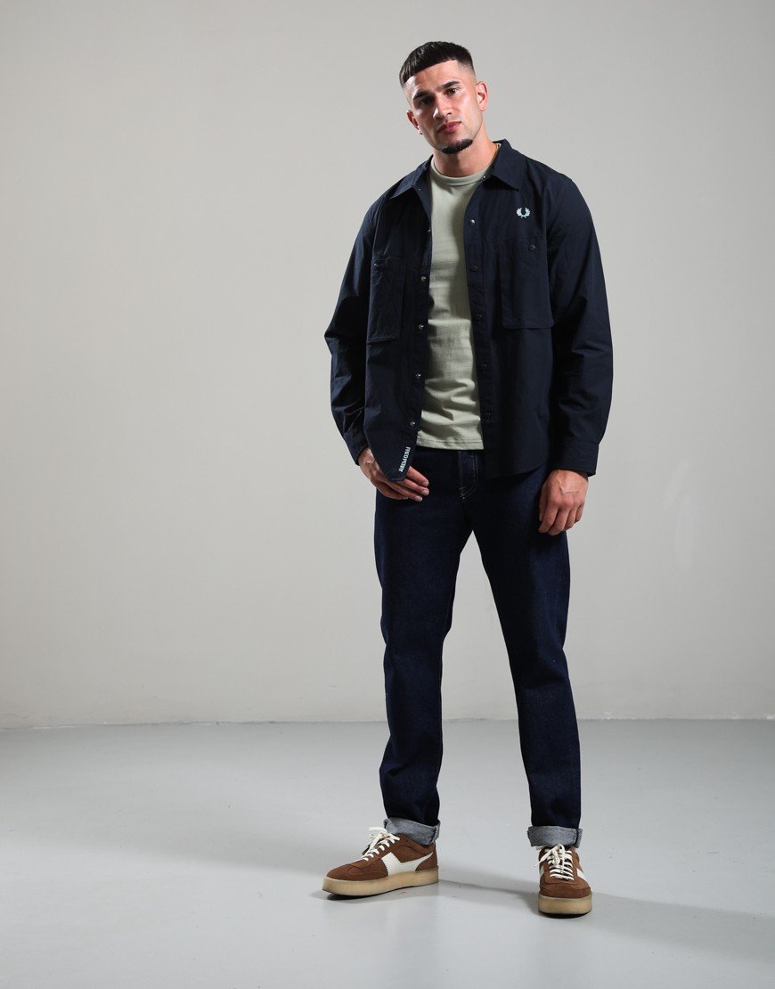 Fred Perry Snap Front Overshirt Navy