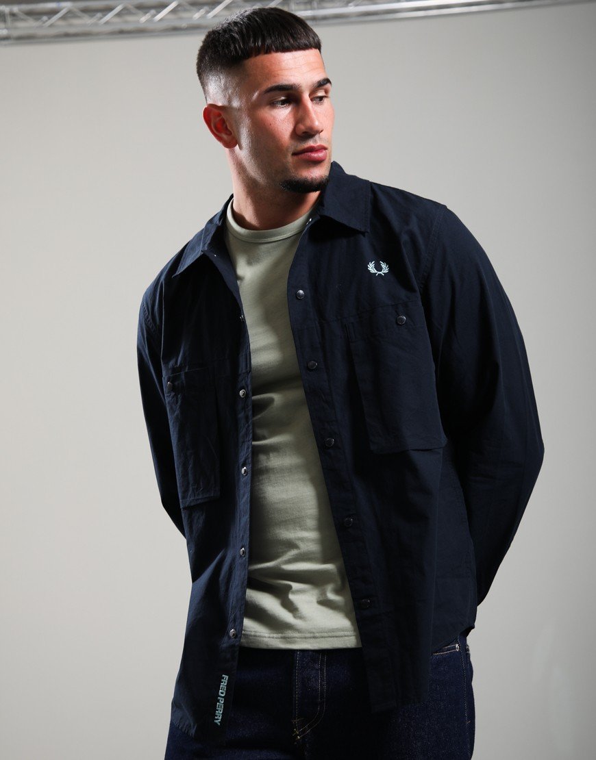 Fred Perry Snap Front Overshirt Navy