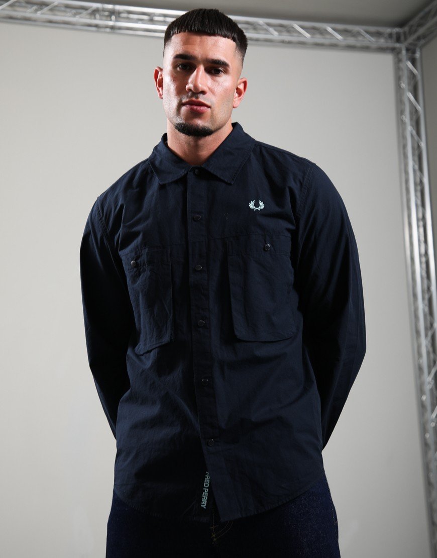 Fred Perry Snap Front Overshirt Navy