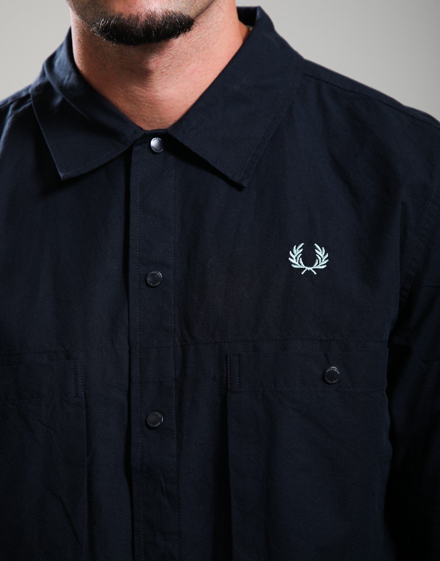 Fred Perry Snap Front Overshirt Navy