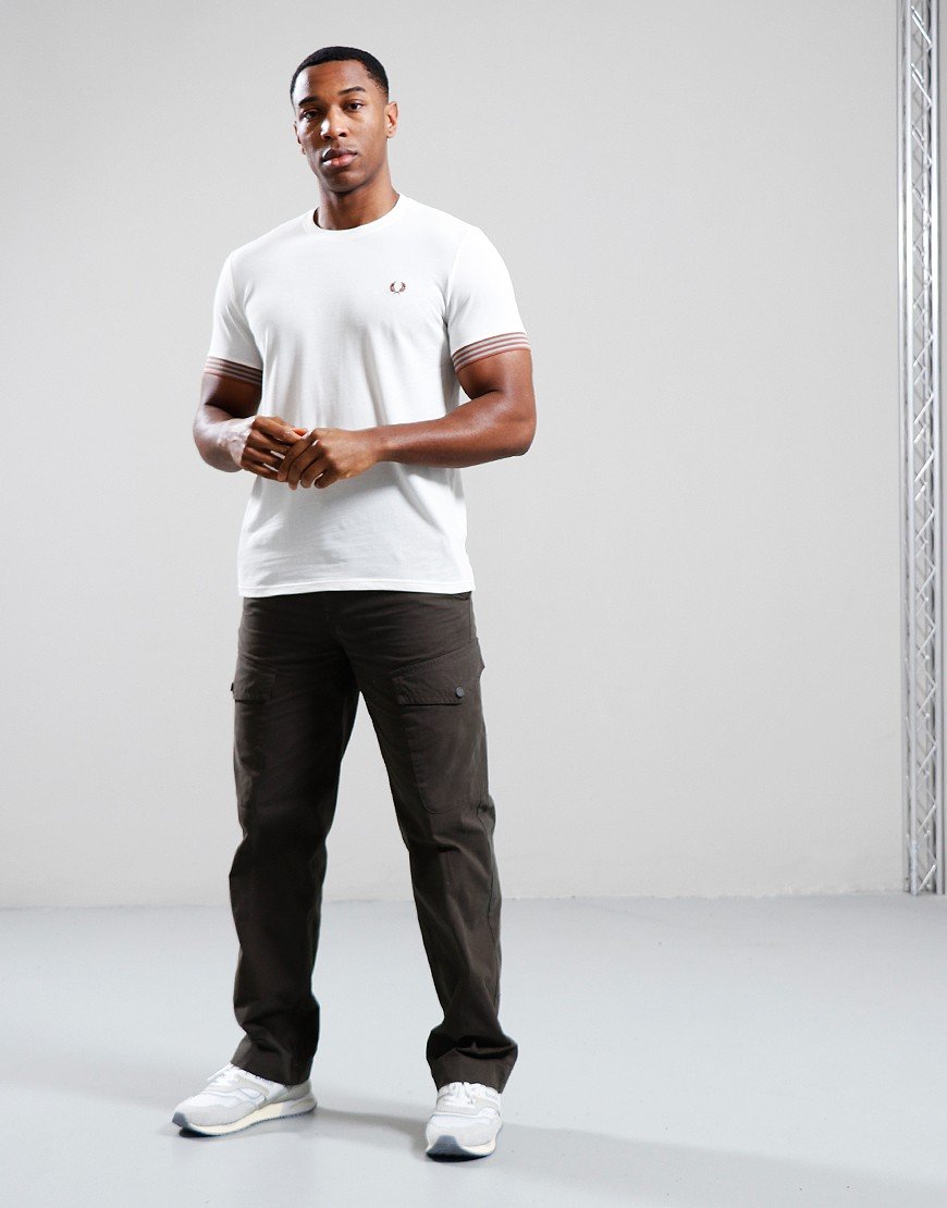 Fred Perry Striped Cuff T-Shirt Light Ecru - Terraces Menswear