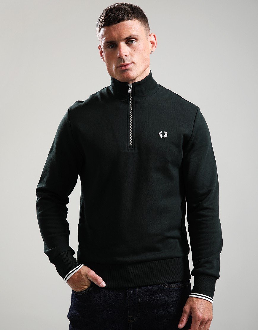 Fred Perry Half Zip Sweat Green/Snow