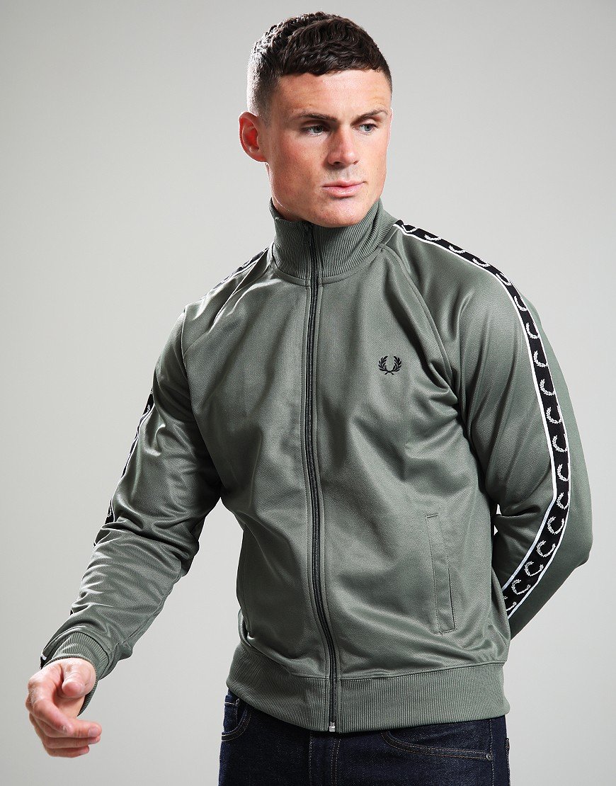 Fred Perry Taped Track Top Laurel Wreath Green