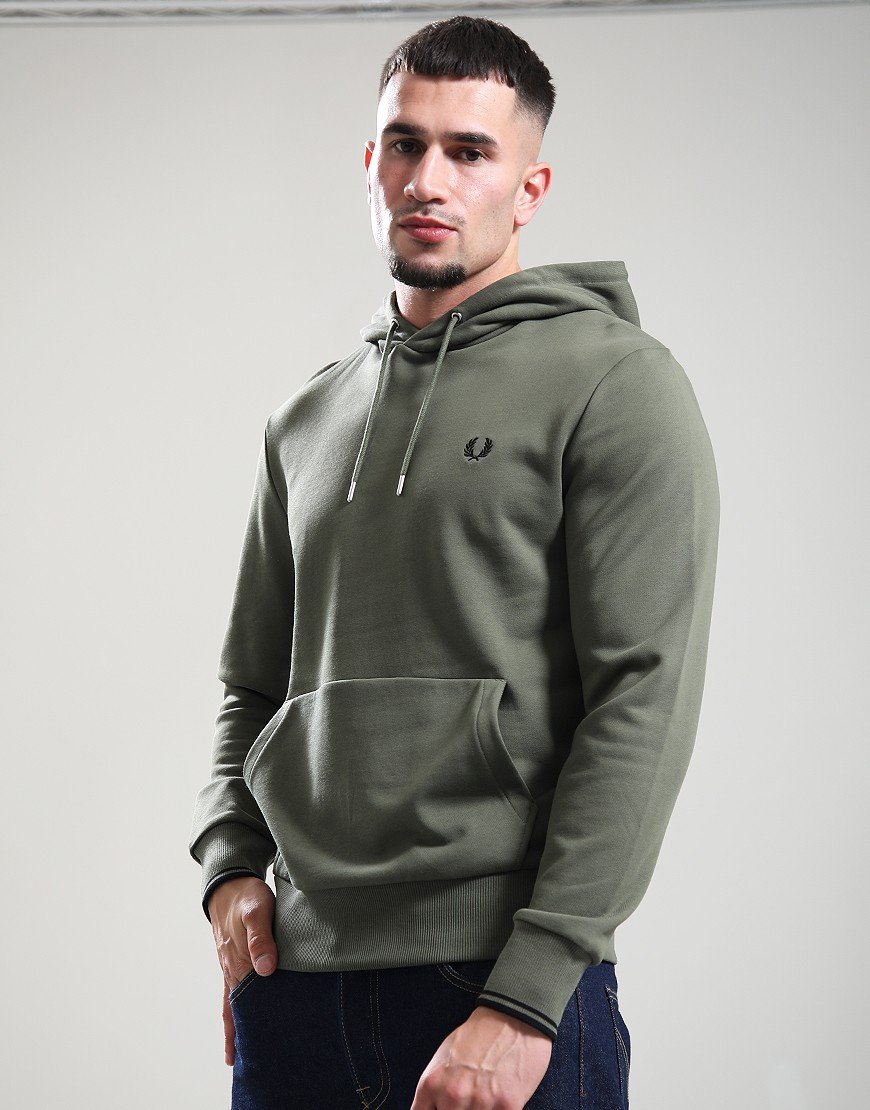 Fred Perry Tipped Hoodie Laurel Wreath Green/Black