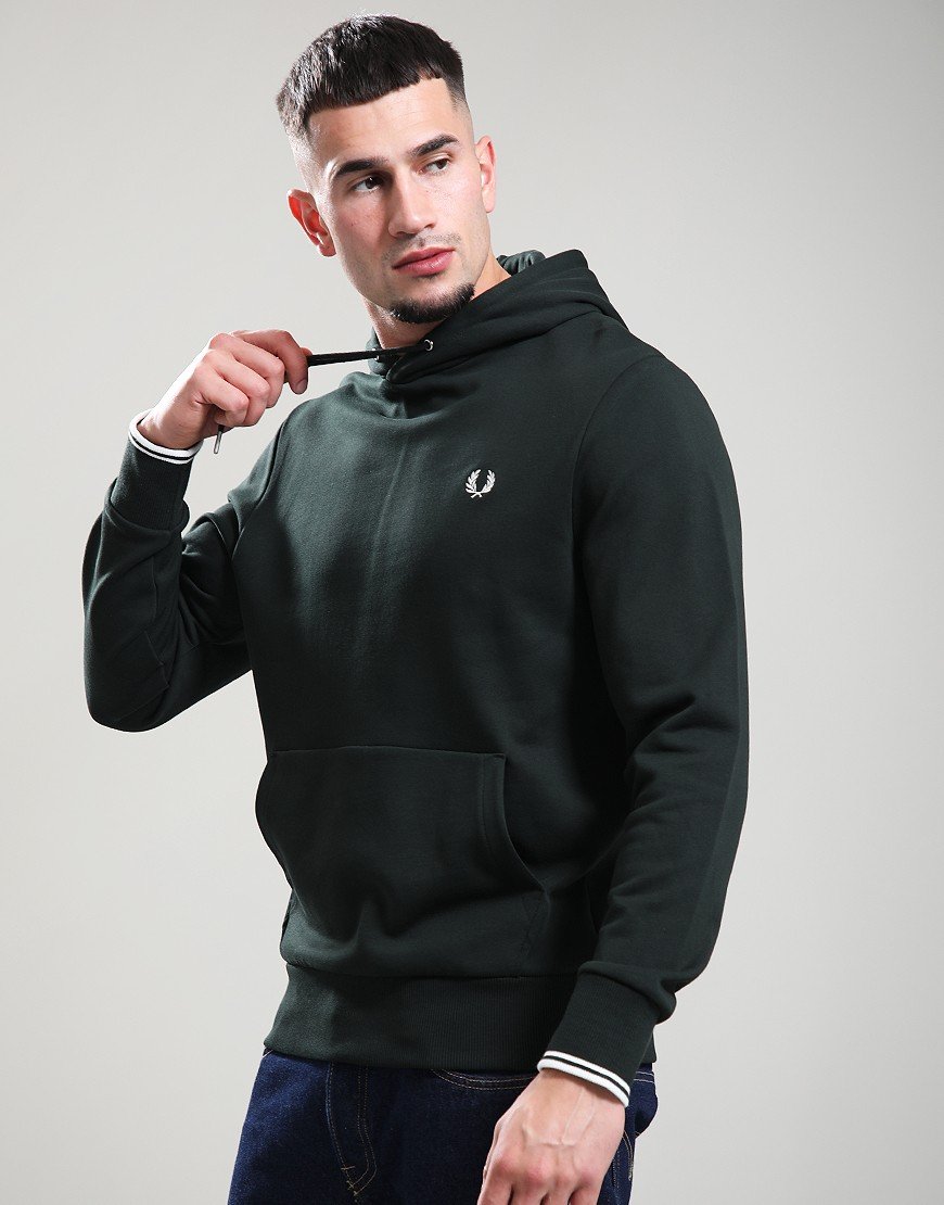 Fred Perry Tipped Hoodie Night Green/Snow White