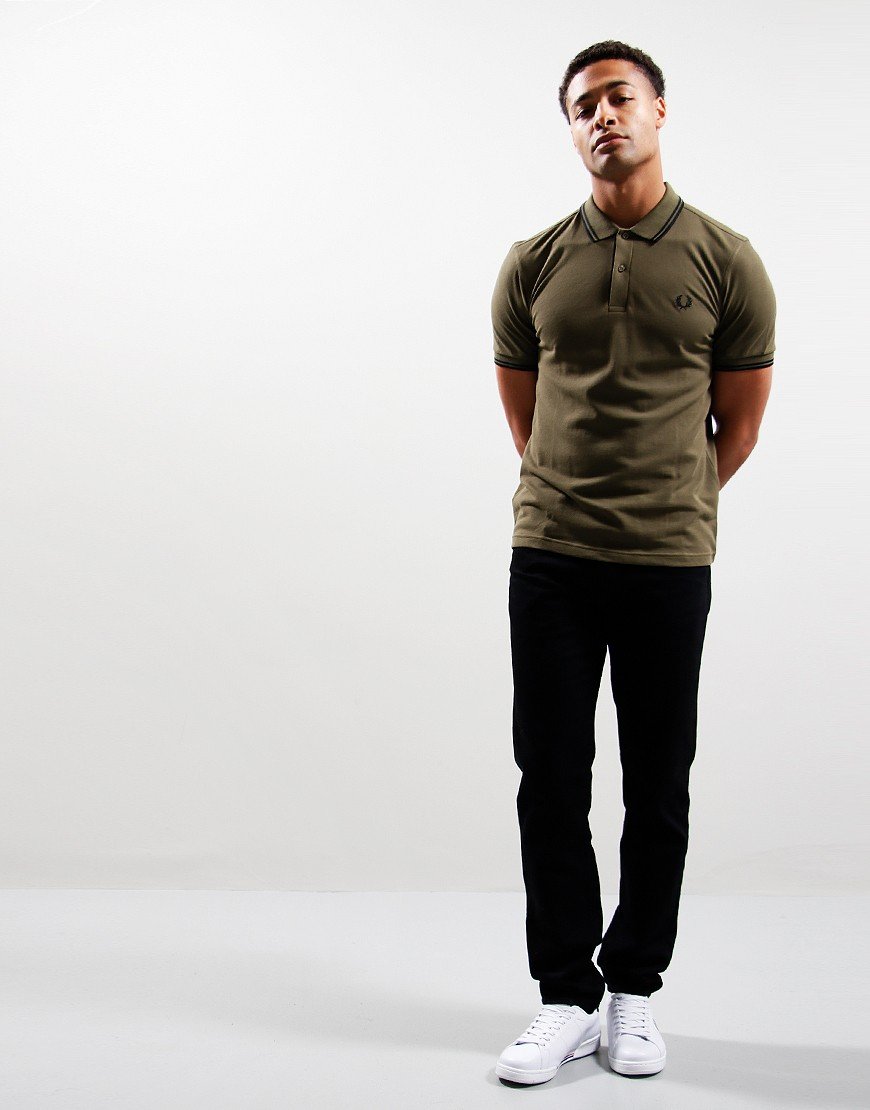 Fred Perry Twin Tipped Polo Shirt Uniform Green/Black
