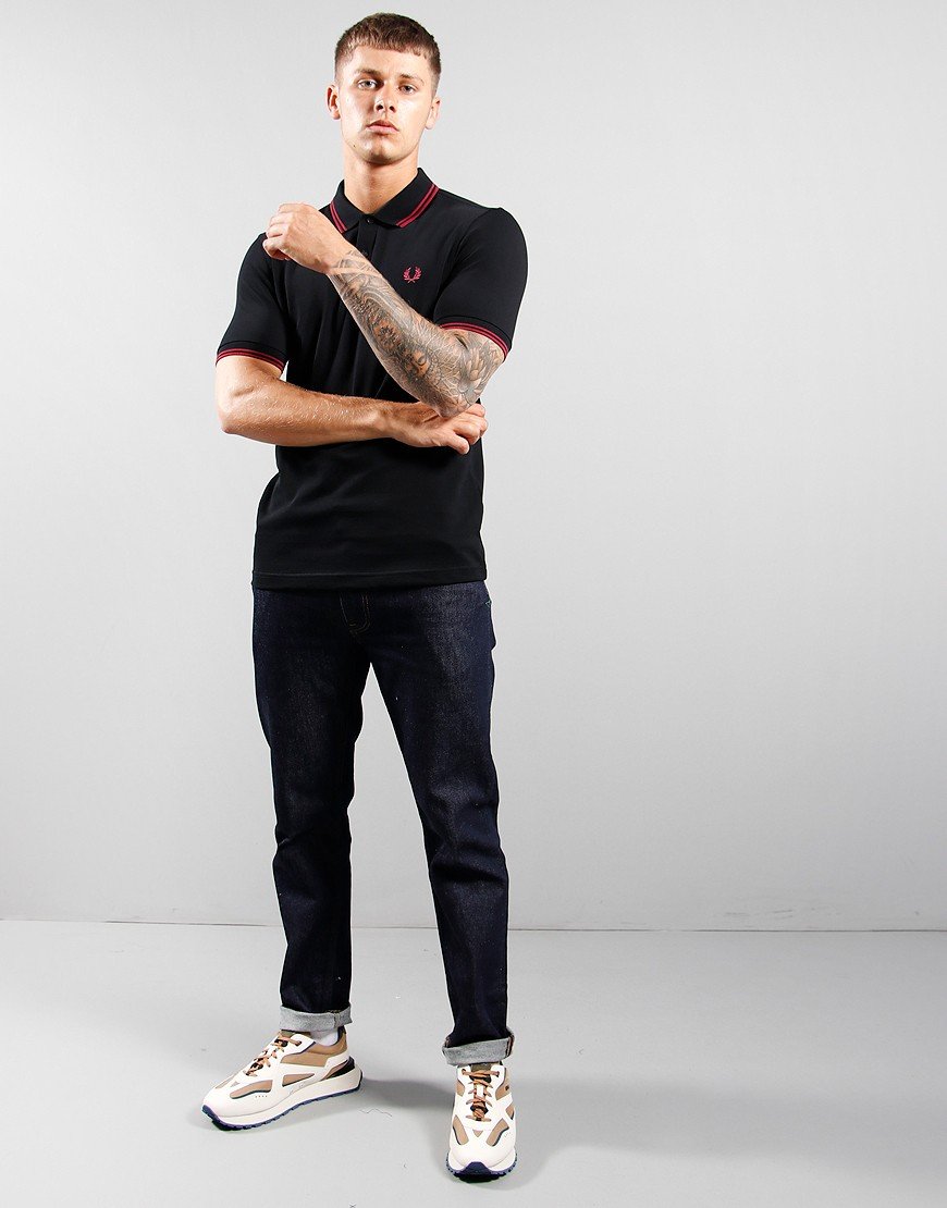 Fred Perry Twin Tipped Polo Shirt Black/Tawny Port