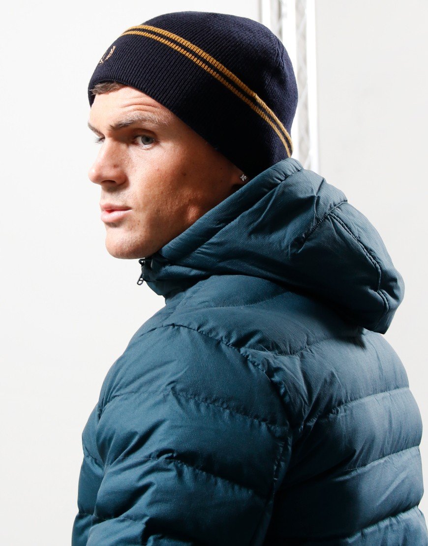 Fred Perry Twin Tipped Beanie Nav/Dark Caramel
