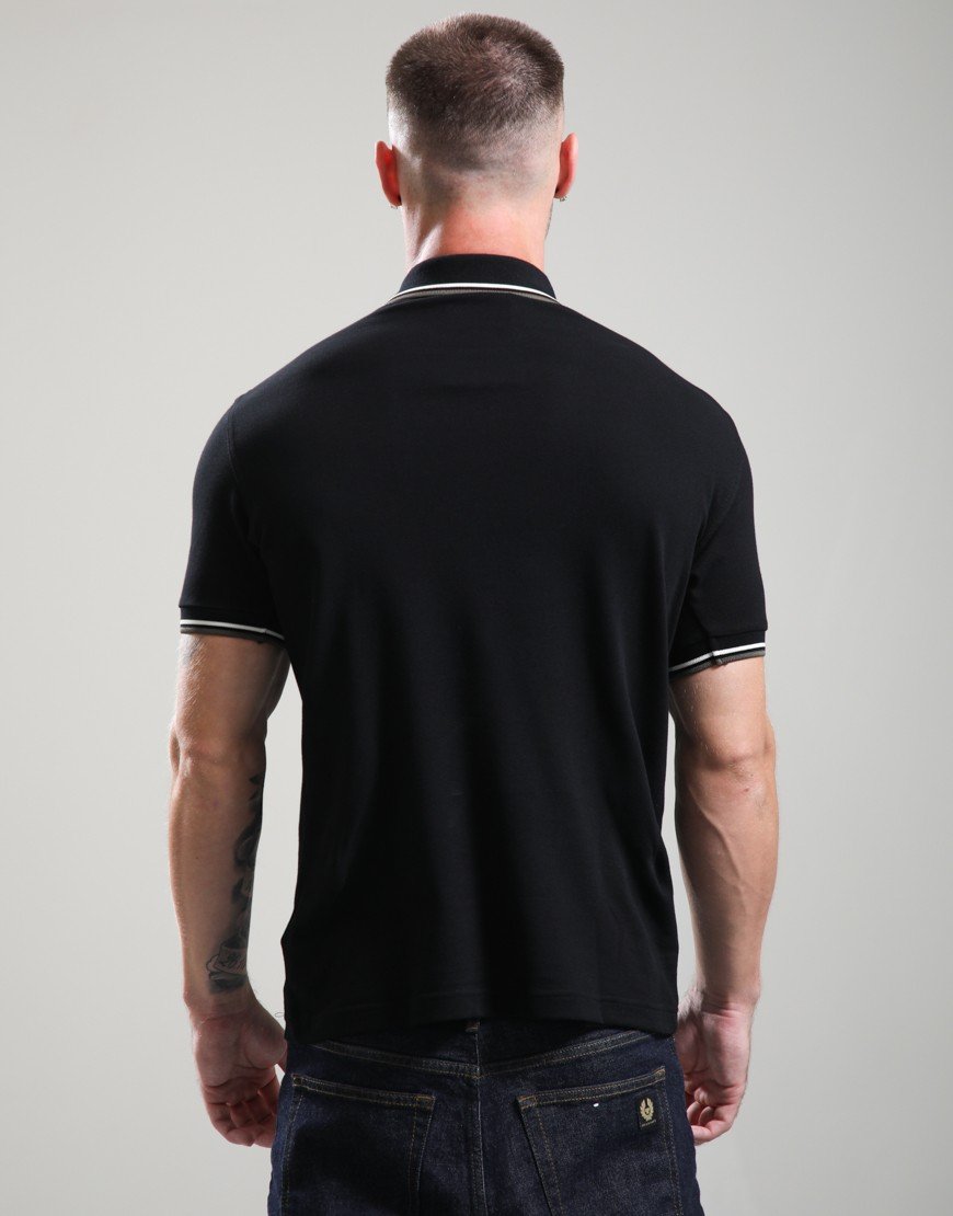 Fred Perry Twin Tipped Polo Shirt Black/Ecru/Laurel Wreath Green